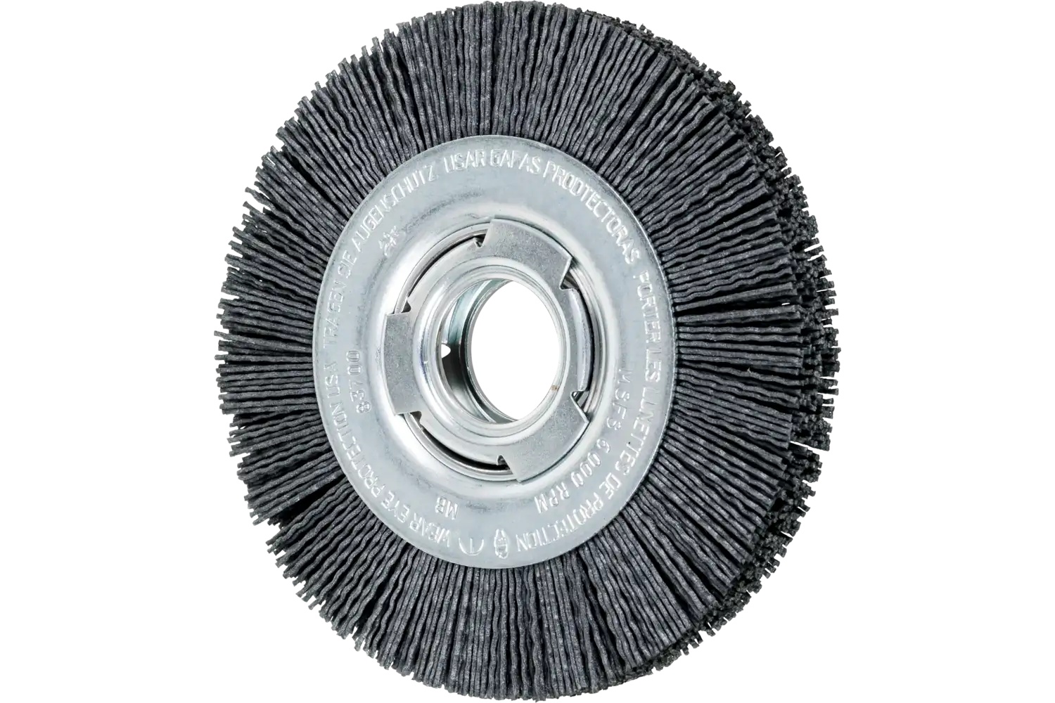 Picture of Pferd M-BRAD Wheel Brush 6" Dia Wide Face .040/120 Grit Silicon Carbide 2" Arbor